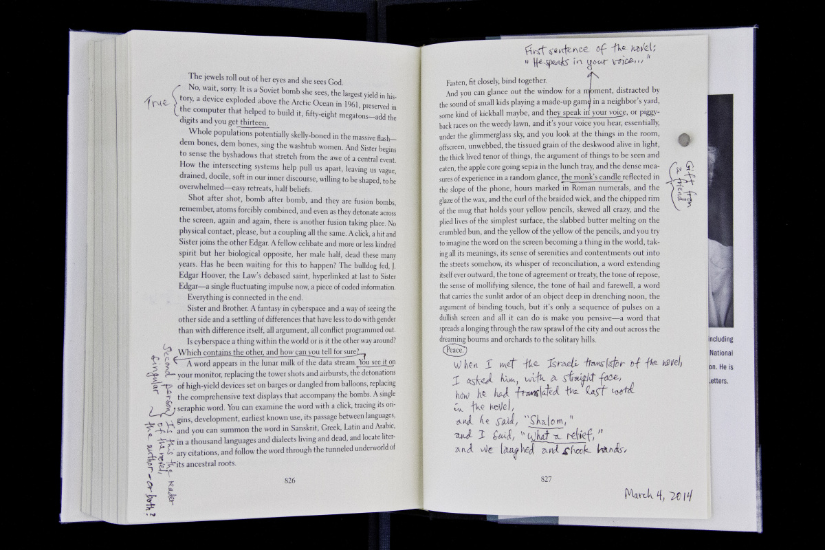 “My editor was waiting for the manuscript … and I kept telling her that I was working on a new first sentence. I kept writing it and rewriting it and there must be a record of this somewhere in the archive—but would these pages be located in box number one or in the last box?”