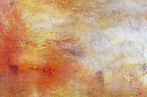 J.M.W. Turner, Sun Setting Over a Lake (1840). Oil on canvas. 91.1 × 122.6 cm, Tate Museum, London.