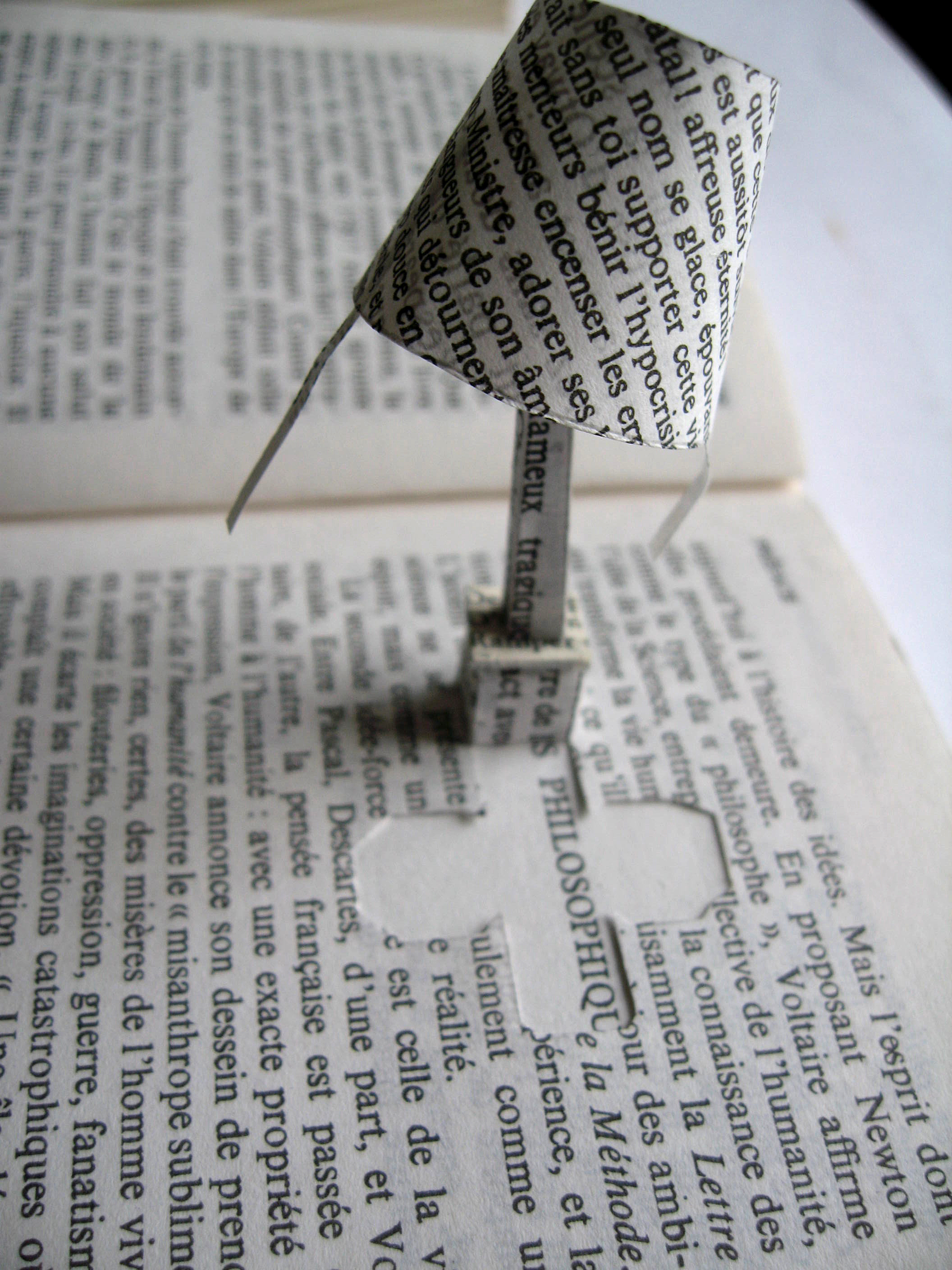 a few words, altered book, lamp