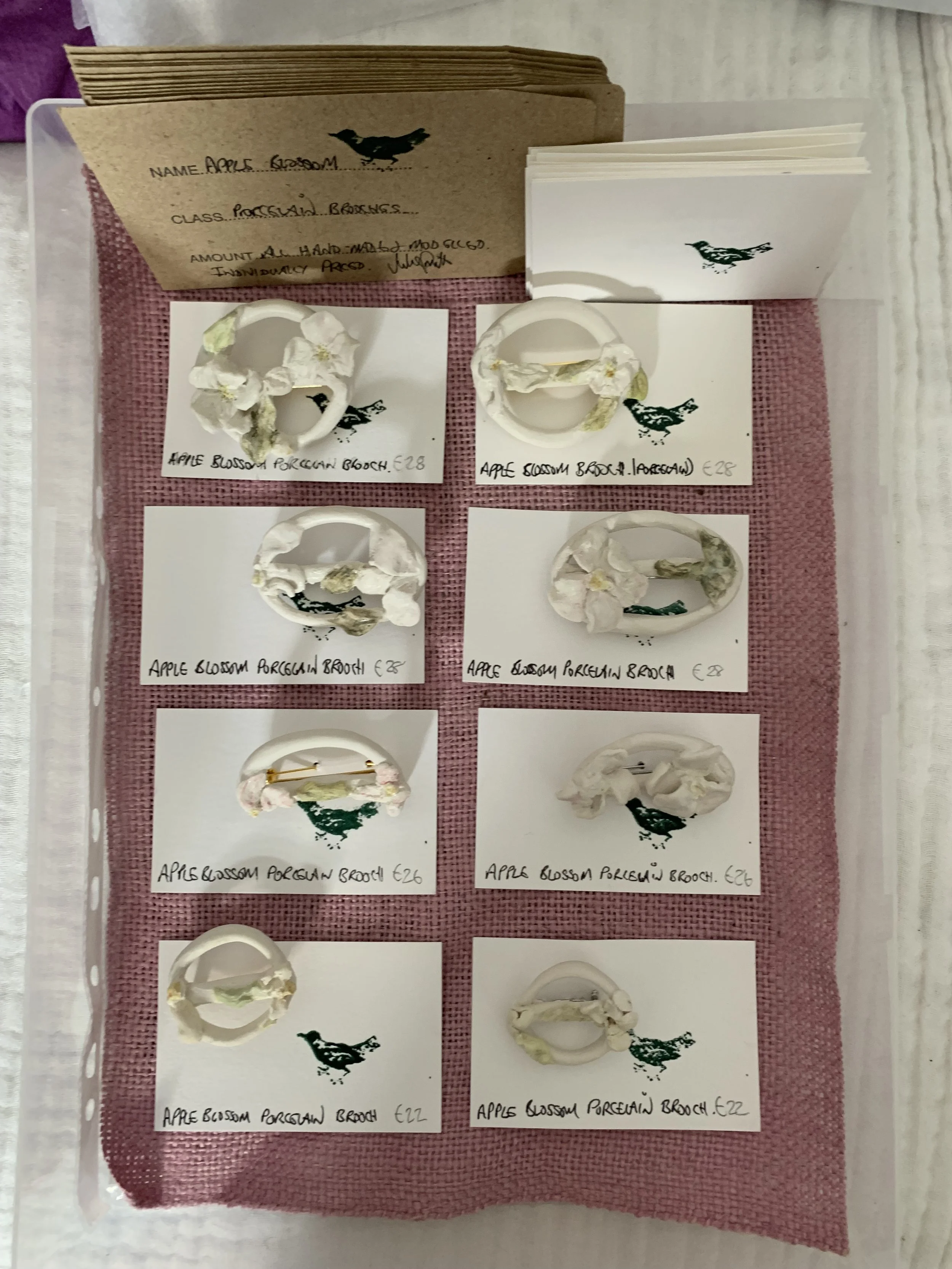 apple blossom porcelain brooches