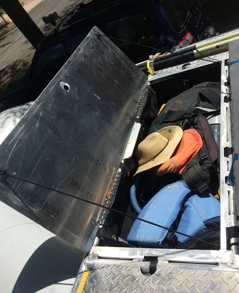 Square Drop Rear Hatch Raft Frame Hatches | Custom Boating Gear | Eddyline Welding