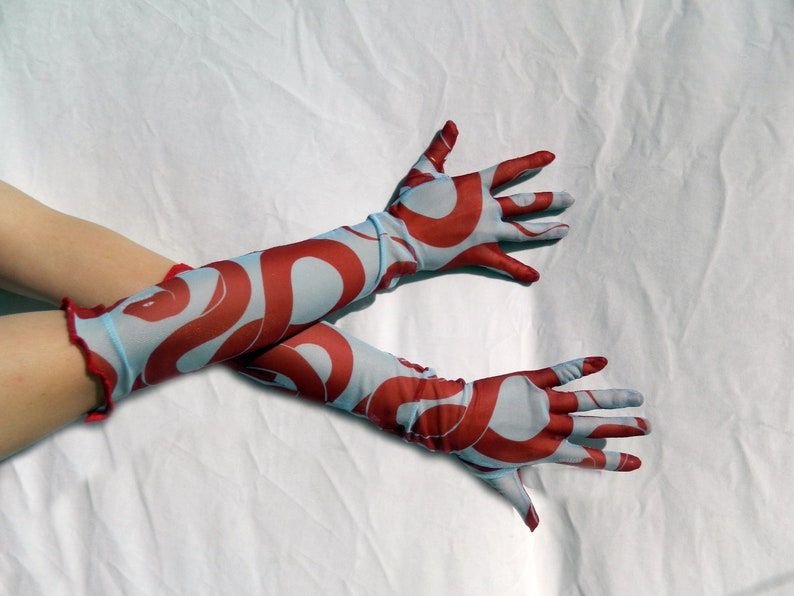 CALIFORNIAN GATER digitally printed snake pattern mesh opera gloves.jpeg