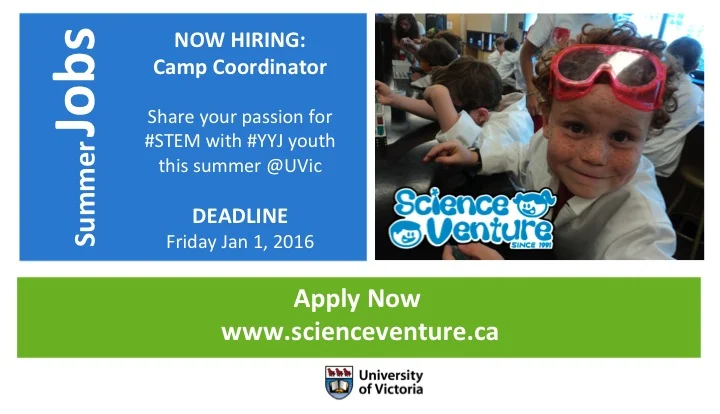 We are hiring Camp Coordinators