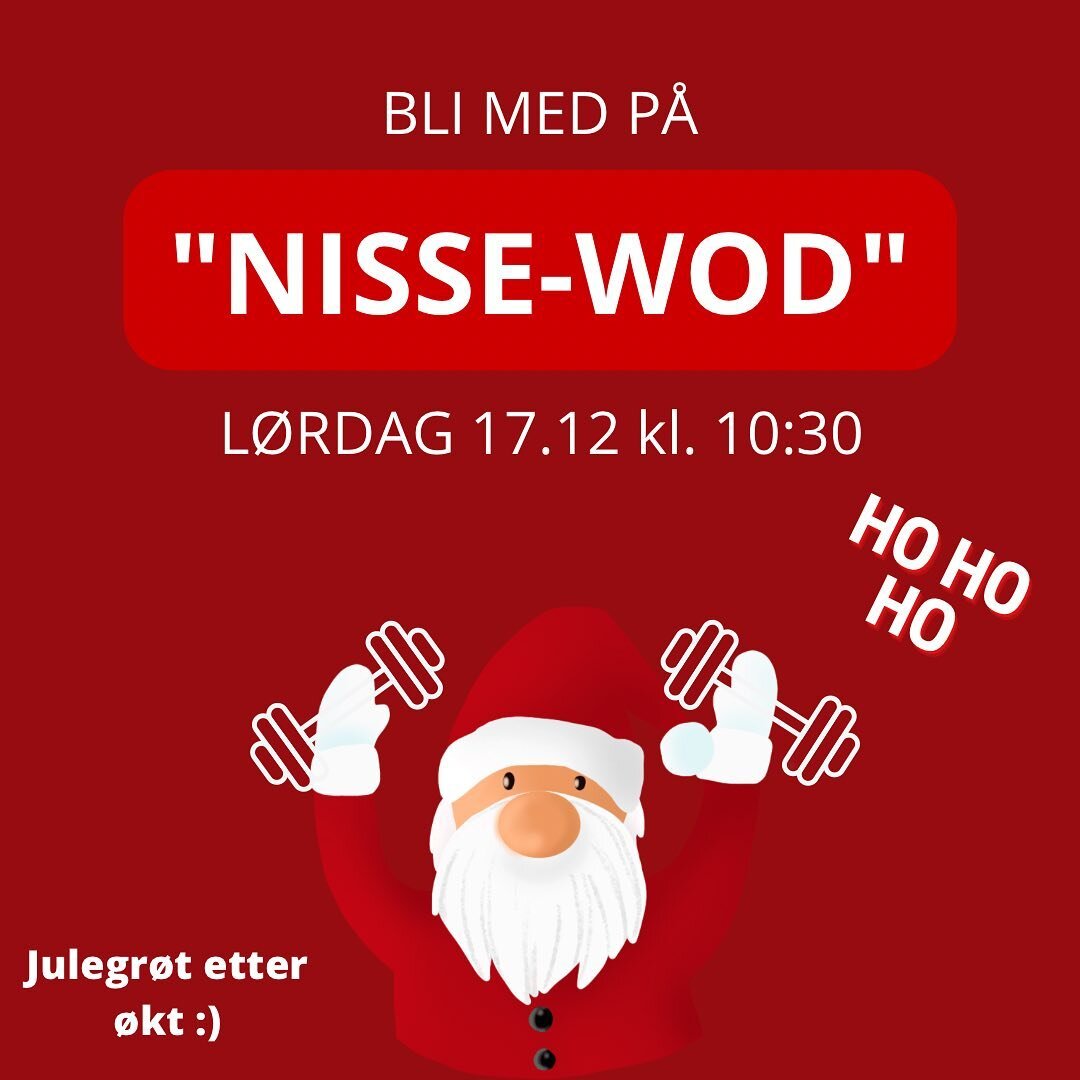 🎅🏽NISSEWOD🎅🏽

L&oslash;rdag 17.12 kl 10:30 kj&oslash;rer vi &laquo;NISSE WOD&raquo; p&aring; senteret.

Finn fram nisselua og bli med p&aring; &aring; lage god f&oslash;rjulsstemning sammen med oss💪🏼🤩