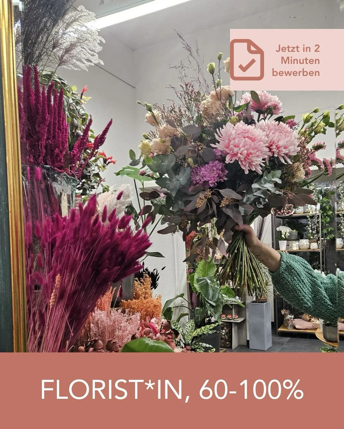 💫💫 M&ouml;chtest du deine Leidenschaft f&uuml;r Blumen und Pflanzen in einem kreativen und professionellen Umfeld ausleben? Dann bist du bei Valse des Roses  genau richtig!&nbsp;
Wir suchen eine erfahrene Florist*in, die ihr Handwerk mit Begeisteru