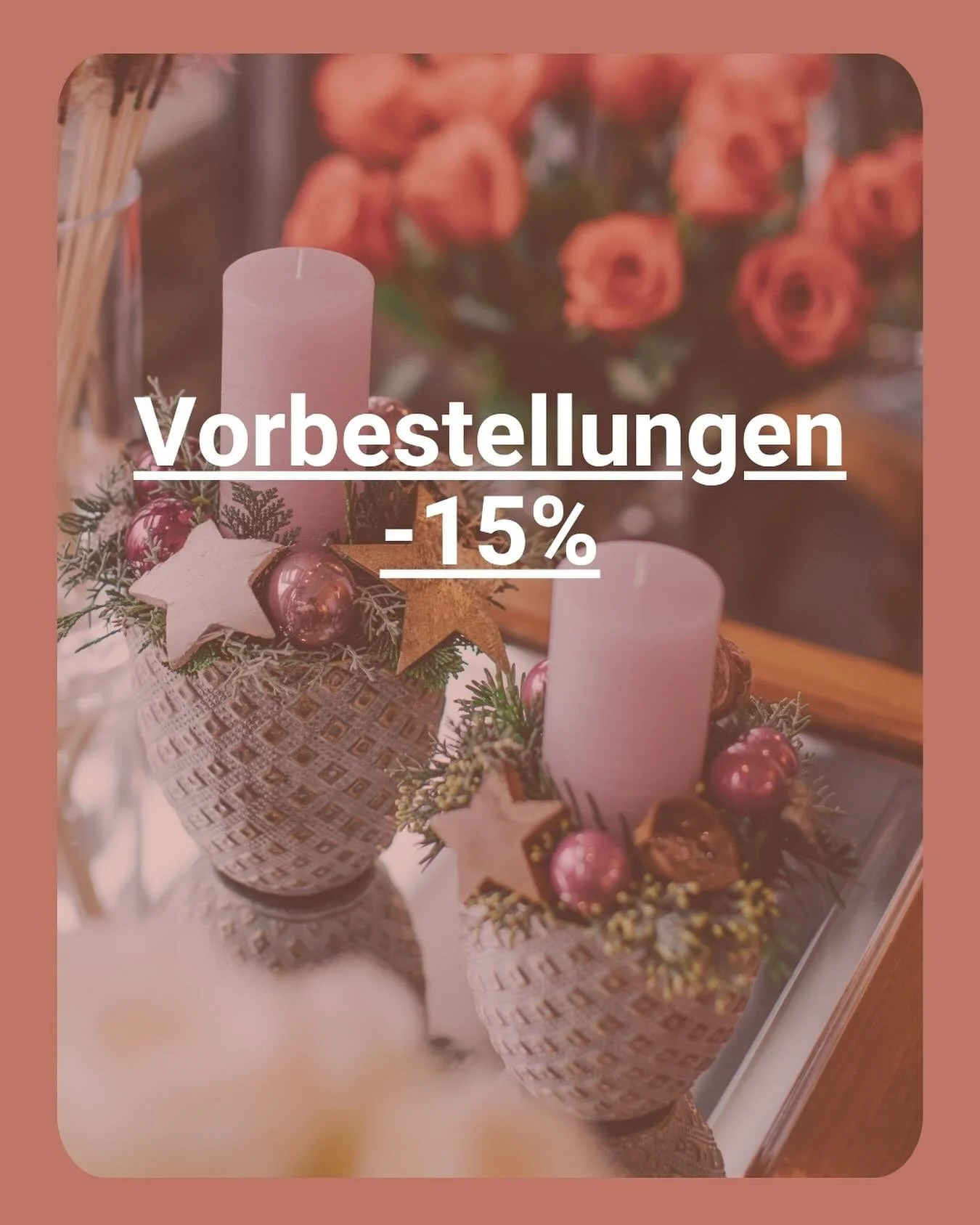 ✨ Auf Vorbestellungen von Advents-Dekorationen (Kr&auml;nze und Gestecke) bis am Mittwoch 26. November, schenken wir Ihnen 15% Rabatt ✨🕯️✨