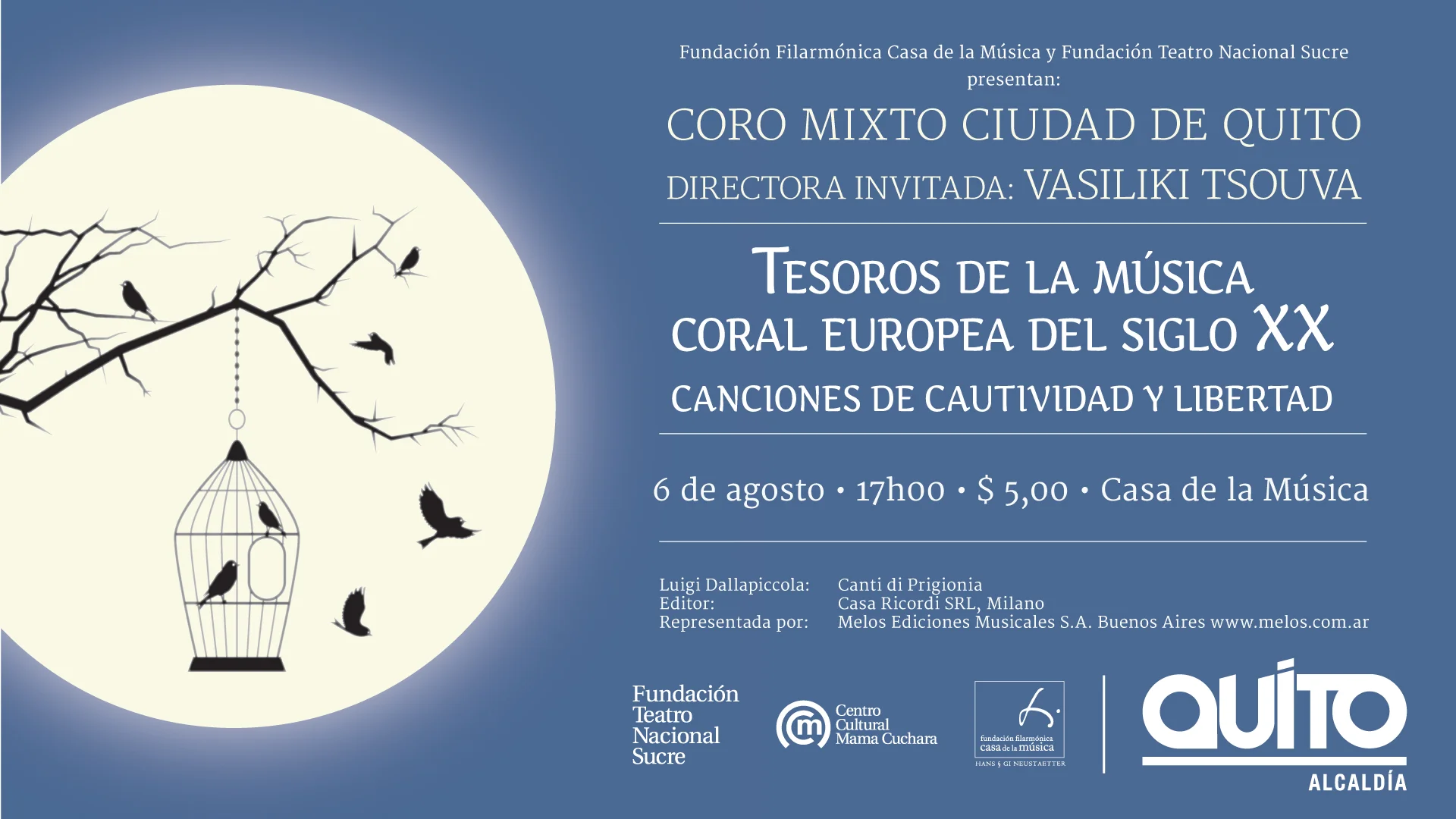 Festival lírico de verano: Tesoros de Música Coral Europea del Siglo XX, Canciones de Cautividad y Libertad