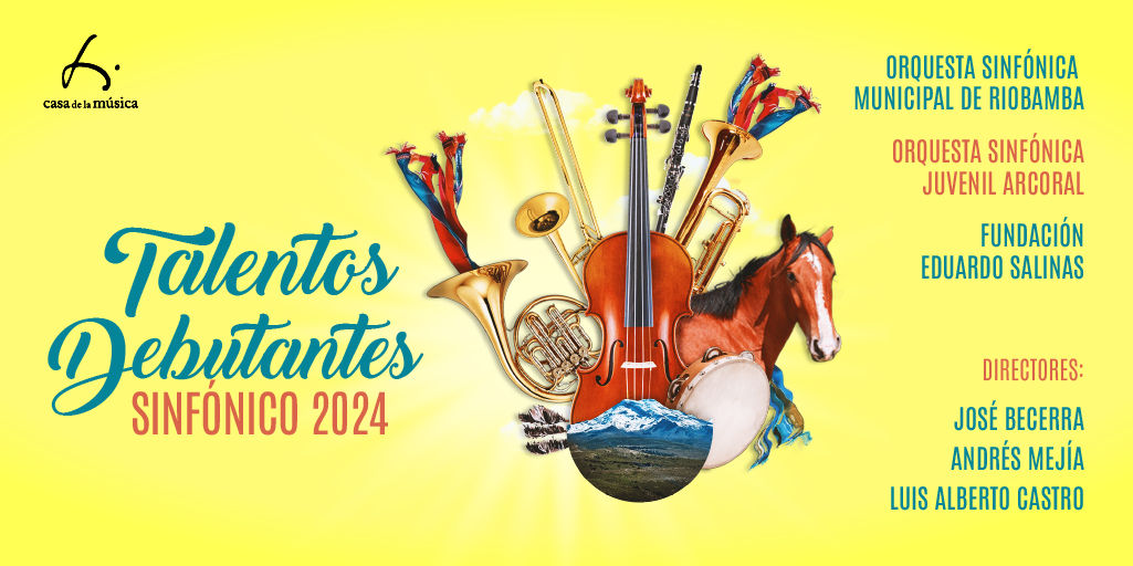     

 
   La Casa de la Música presenta TALENTOS DEBUTANTES SINFÓNICO 2024 con la participación de la Orquesta Sinfónica Juvenil Arcoral (Ambato), la Orquesta Sinfónica Municipal de Riobamba y la destacada violonchelista Sara Benalcázar. En esta oc