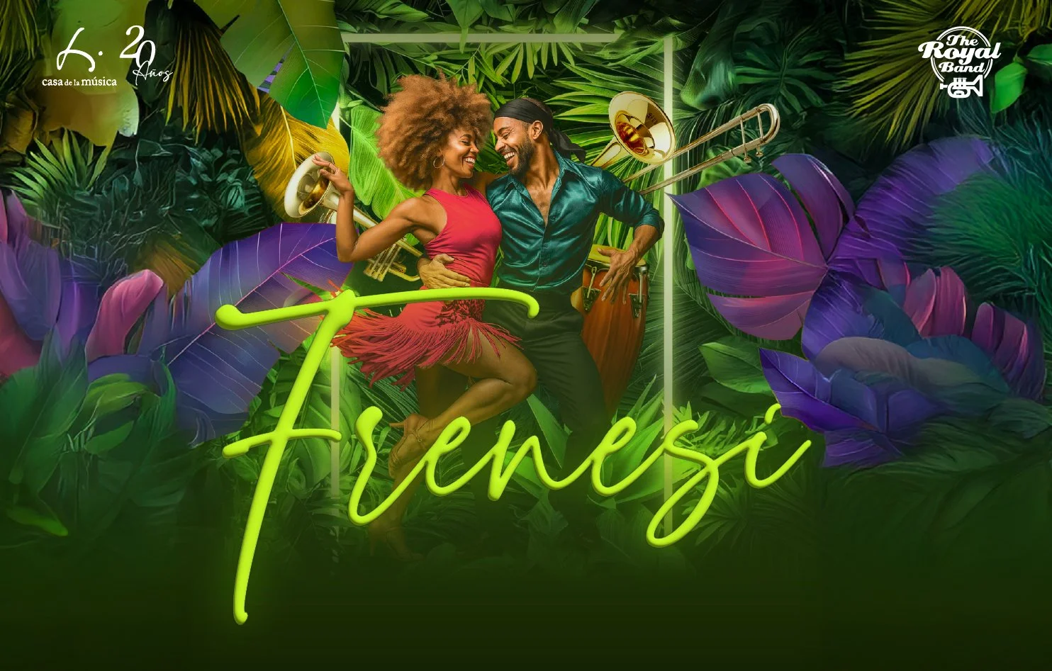      

 
   La Casa de la Música presenta FRENESÍ, un vibrante show artístico con la reconocida orquesta The Royal Band y más de 60 bailarines de Djembé Dance Studio, en una gran puesta en escena con ritmos latinos como la salsa, la cumbia, el mereng