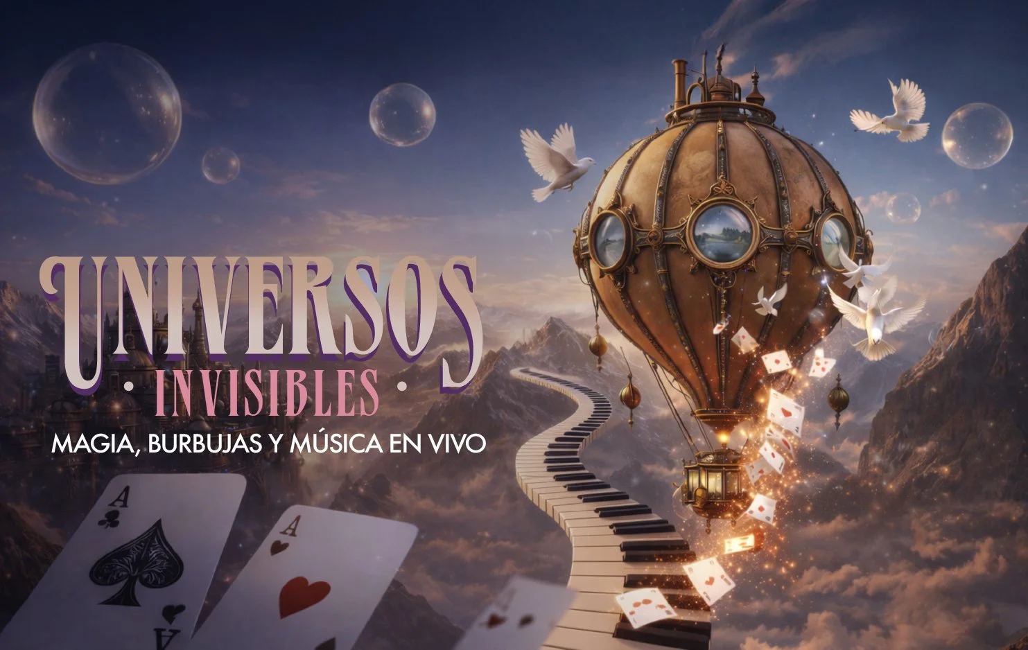      

 
   La Casa de la Música presenta FESTIVAL DE MAGIA: UNIVERSOS INVISIBLES, un espectáculo familiar lleno de magia, burbujas y música en vivo, donde la imaginación y el asombro se unen en una experiencia inolvidable. En escena, Raúl Addati, Ma