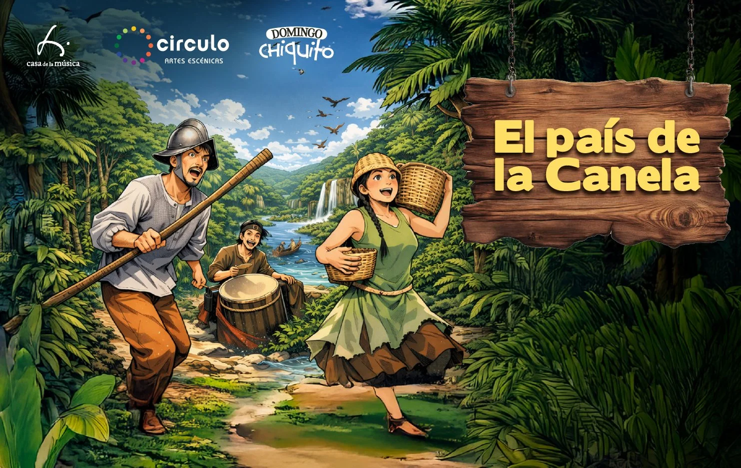 La Casa de la Música, en su espacio Domingo Chiquito, presenta EL PAÍS DE LA CANELA: LA GRAN TRAVESÍA DE LOS ANDES AL ATLÁNTICO, una aventura llena de risas, música y fantasía para toda la familia. Tres divertidos juglares, entre cancione