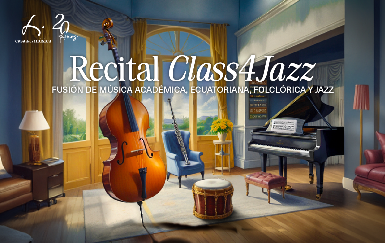      

 
   La Casa de la Música presenta Class4Jazz, un recital que desafía las etiquetas y celebra la versatilidad musical. Un recorrido que nace en el corazón de Ecuador y culmina en la elegancia de los clubes de jazz franceses.    Sala de Recital