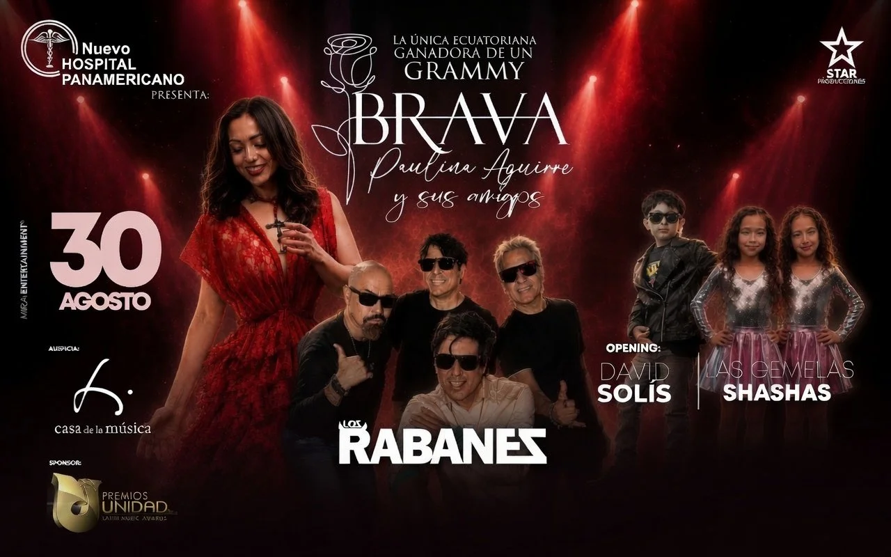 Una noche de empoderamiento, raíz y celebración en familia. Paulina Aguirre —la única artista ecuatoriana ganadora de un Latin Grammy— presentará en vivo Brava , su nuevo álbum y manifiesto sonoro de resiliencia, libertad y amor propio