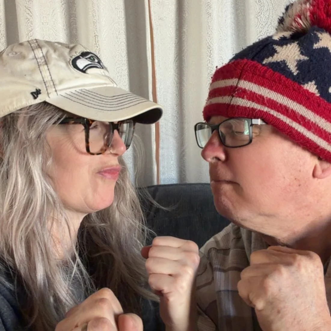 Strife in the Finn household today! @goHawks💚💙🤍