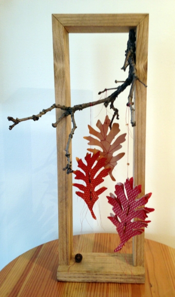 Oak Reinvented: Paper Become Tree, Red I (Private Collection) handmade Nepalese lokta paper, commercially produced paper, branches, wood, metallic thread, beads