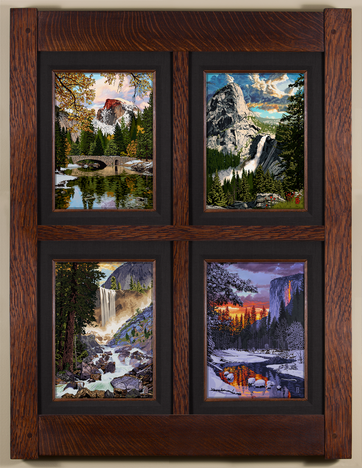 Quintessential Yosemite Landmarks - Coal Black Liner - Vertical