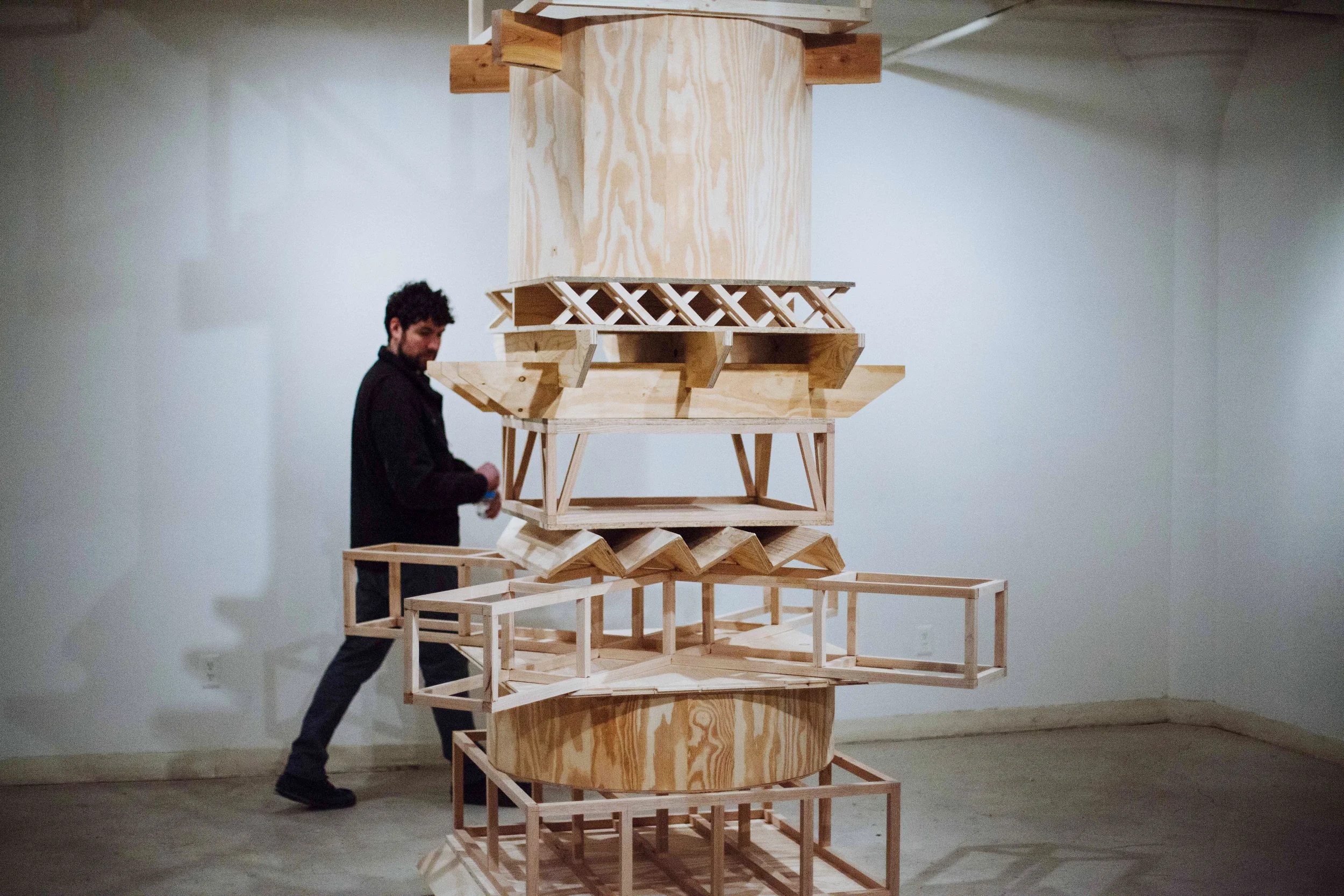 Column, 2014, Red Oak, Plywood, Pine, Maple, O.S.B Dimension Variable