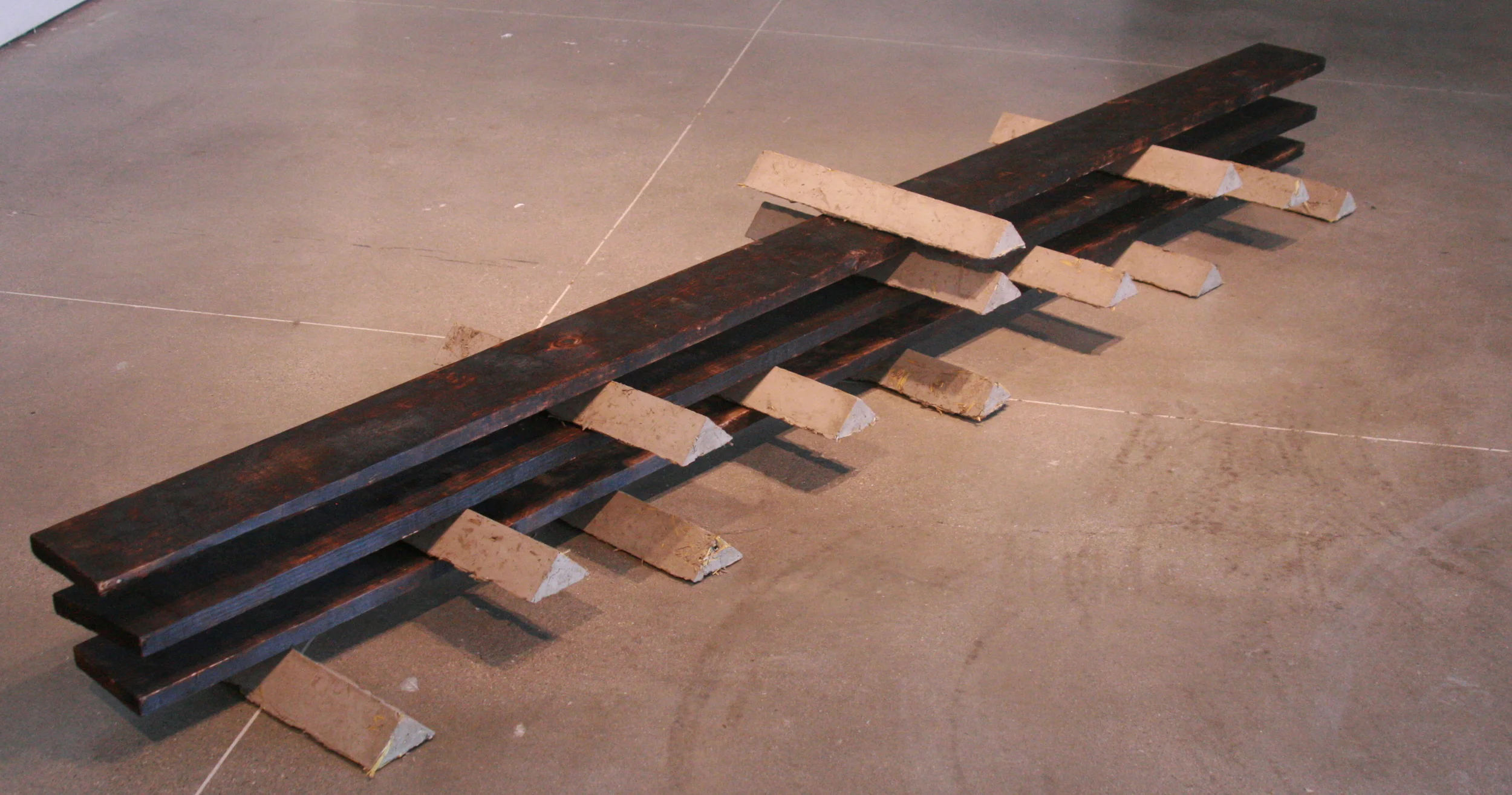   Fertile Soil,&nbsp; 2014 Burnt Pine, Soil,Straw, Cement 106"x112"x14" 