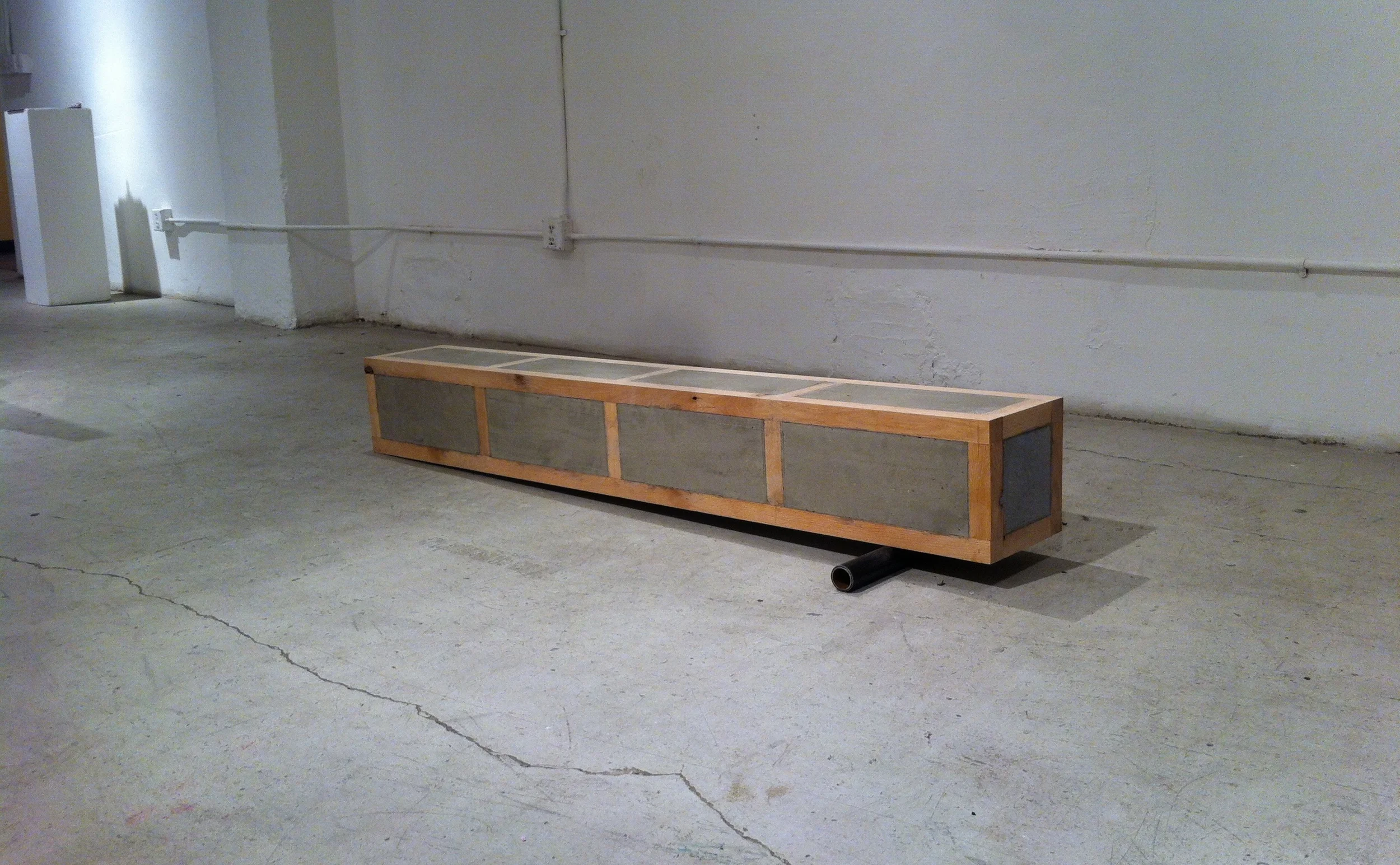   Tired Beam , &nbsp; Red Oak, Concrete, Wire, Pipe &nbsp; 9" x 9" x 66" 