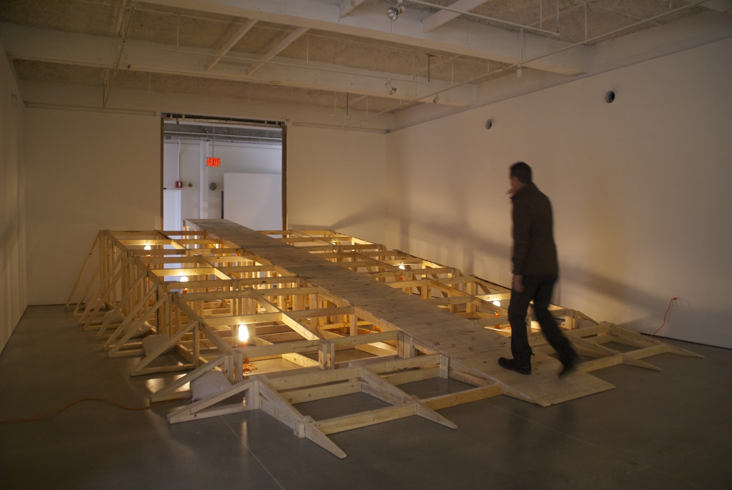 FALSE PROGRESS 2015, Pine, Screws, Work Lights, Sand Bags Dimension Variable