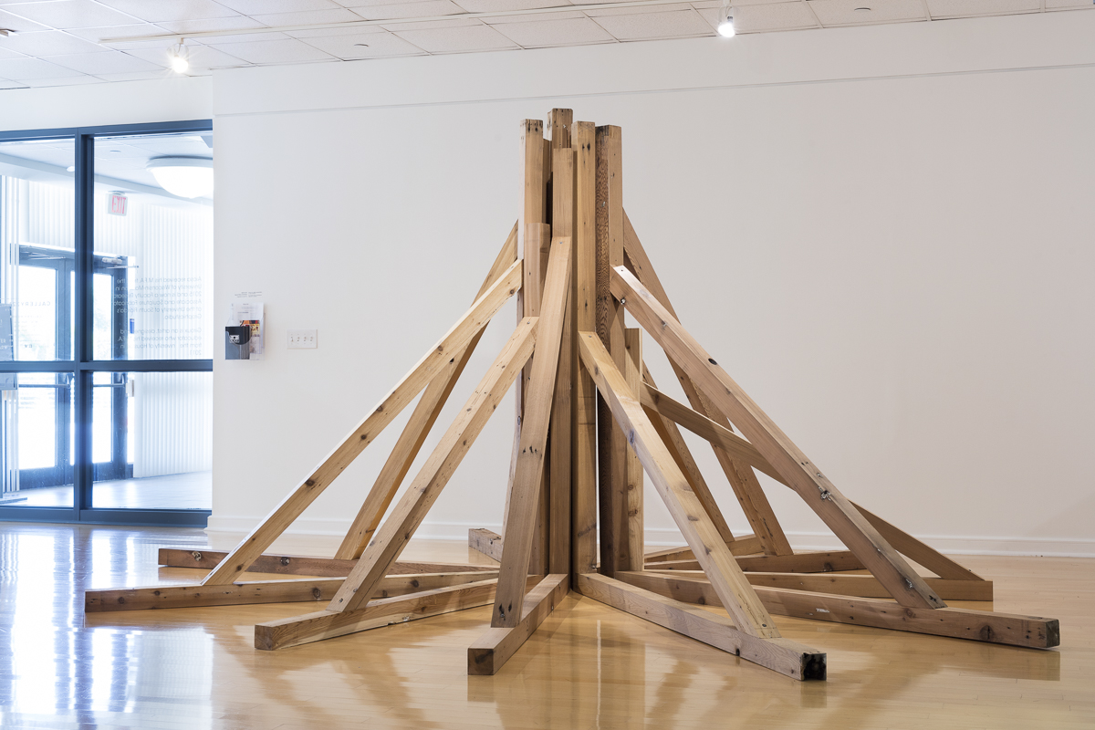                 Imposed by force, 2019    Reclaimed Cedar, Dimensions variable 