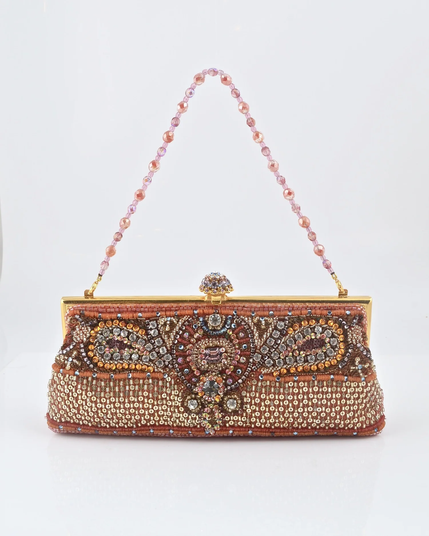 Larisa Barrera-Lite Coral, Peach, Rose Gold Clutch Shape Evening Bag