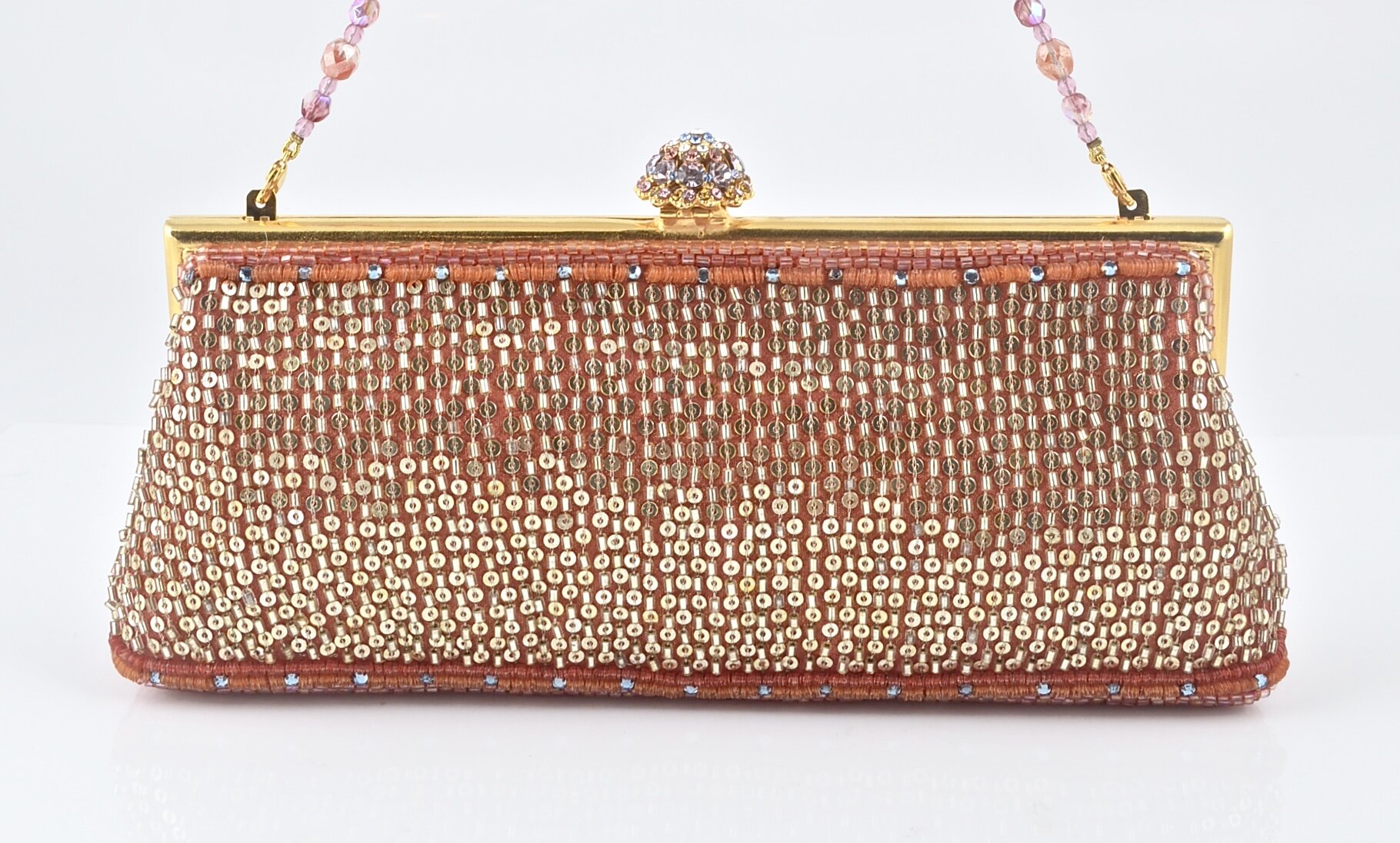 Larisa Barrera-Lite Coral, Peach, Rose Gold Clutch Shape Evening Bag