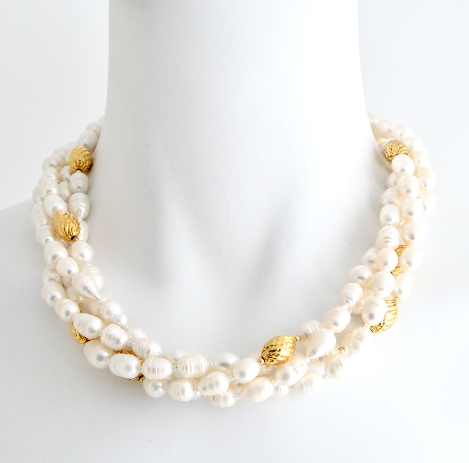 Larisa Barrera-Pearl Twist Necklace With Detachable White Pearl Pendant/Pin