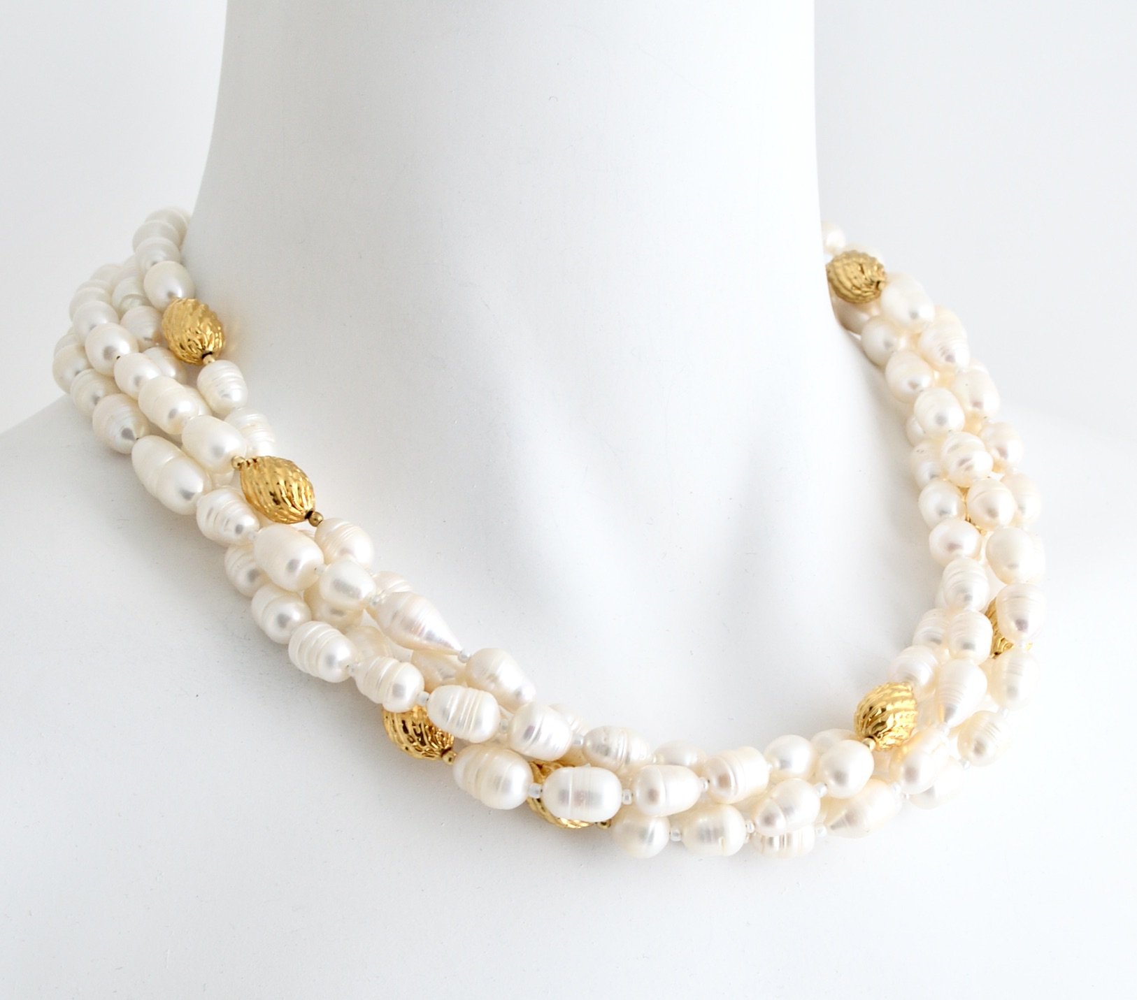 Larisa Barrera-Pearl Twist Necklace With Detachable White Pearl Pendant/Pin