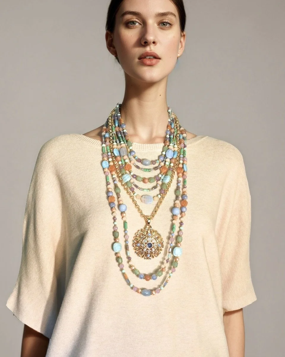 pastel layered necklaces on model.jpeg (Copy) (Copy)