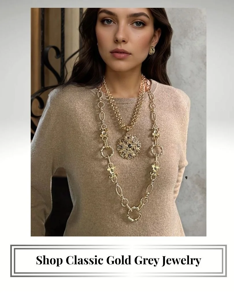 Shop layered Gold chain necklaces ears on model .jpeg