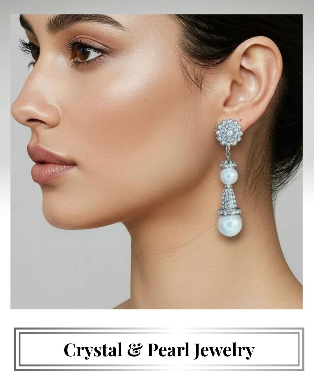 crystal &amp; pearl jewelry-linear earrings on model.jpg
