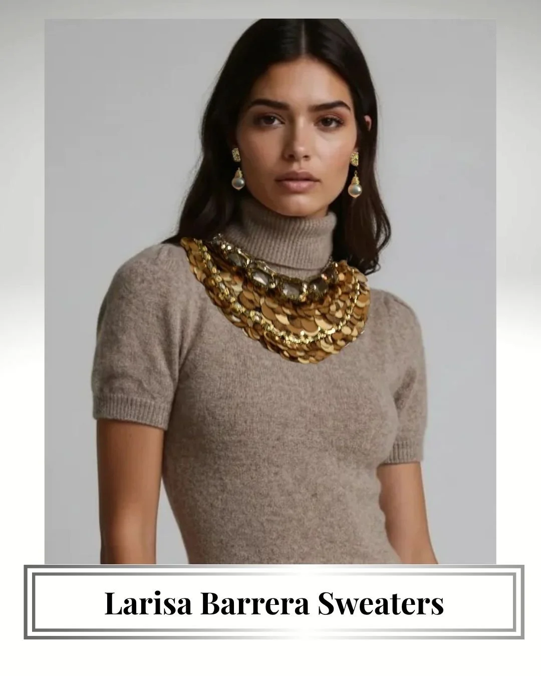 Larisa Barrera beige gold beaded necklace sweater home pageg.jpg