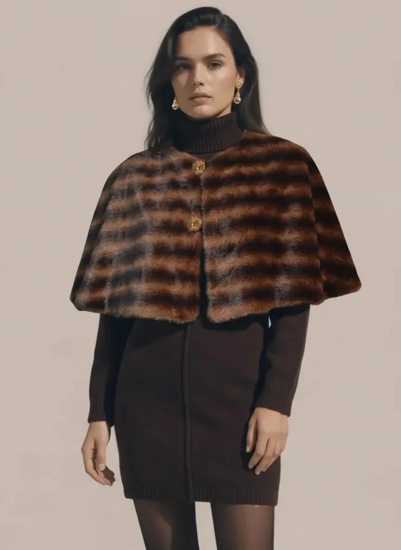 Elegant Faux Fur Cape