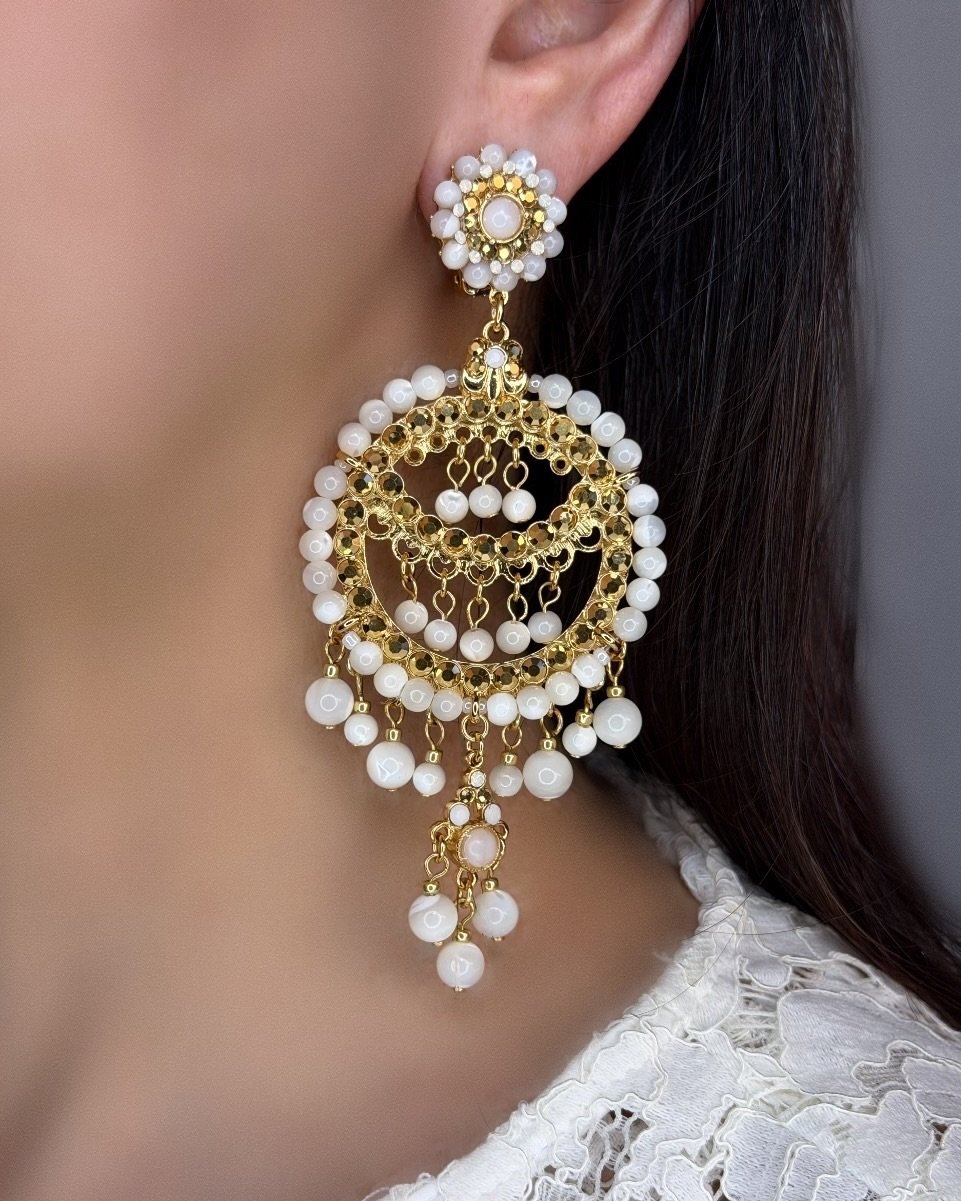 Mother Of Pearl Grandeur Chandelier Earrings