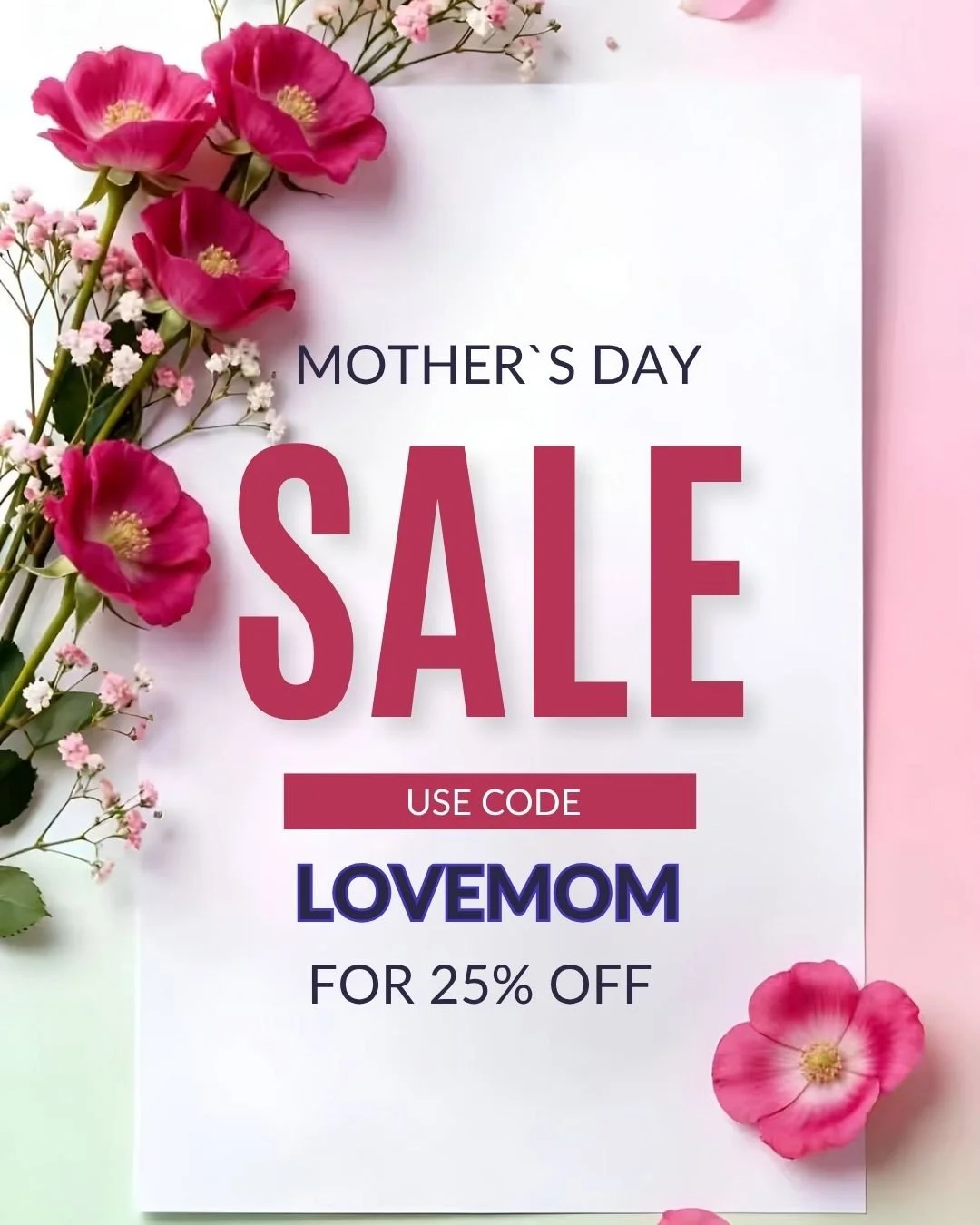 25% off for Mothers Day Sale with code LOVEMOM at checkout