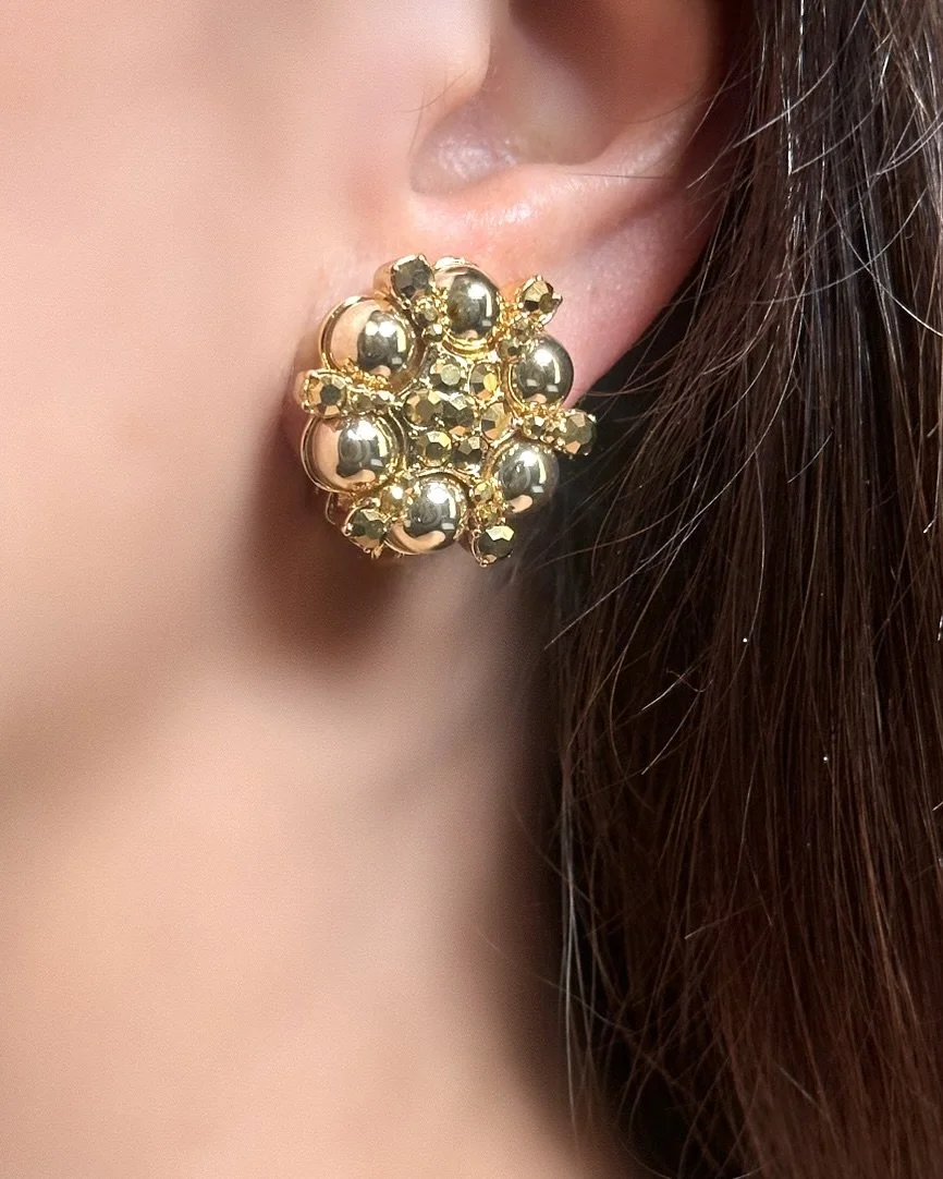 Tonal Metallic Starburst Clip Earrings