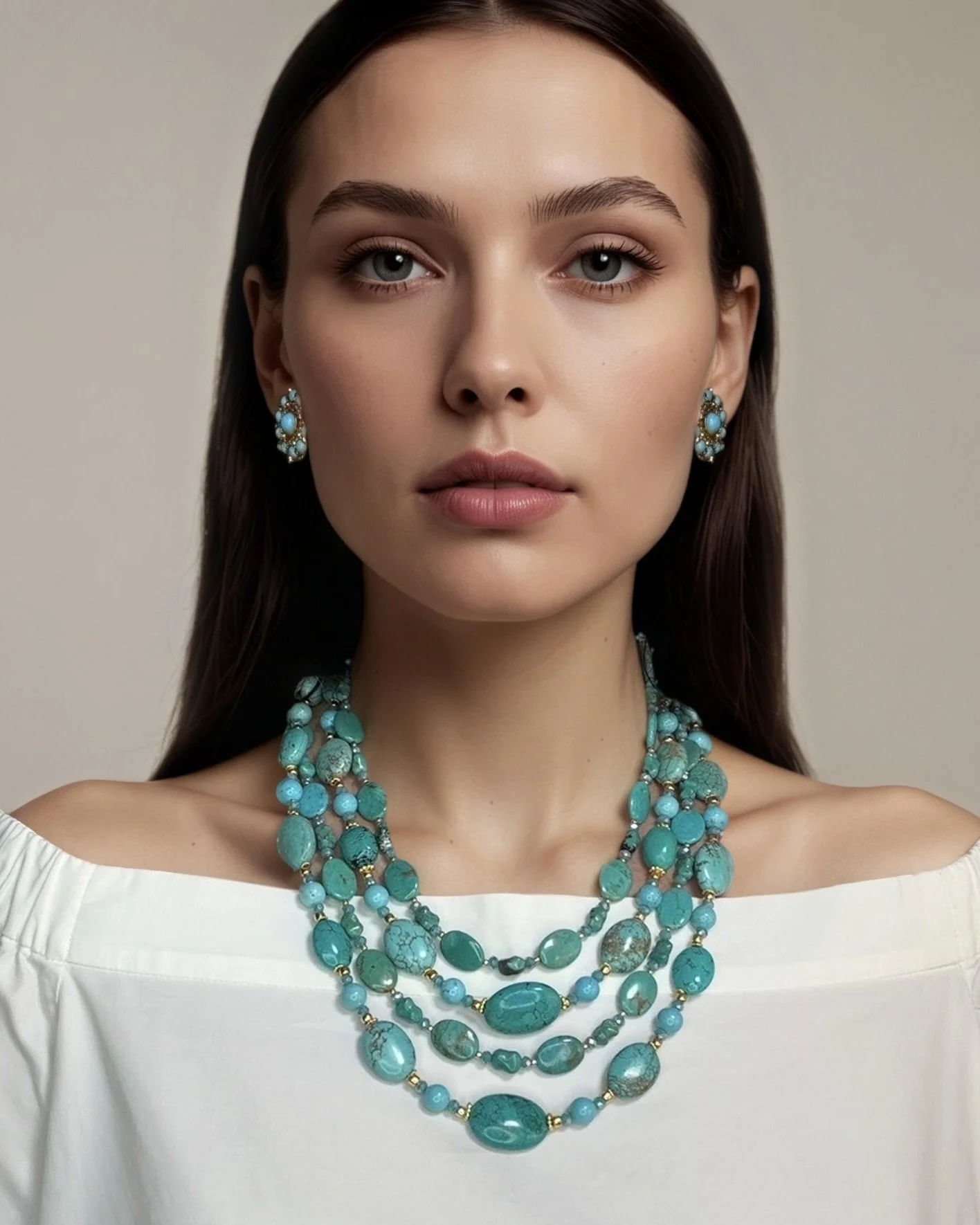 Four Strand Turquoise Bib Necklace