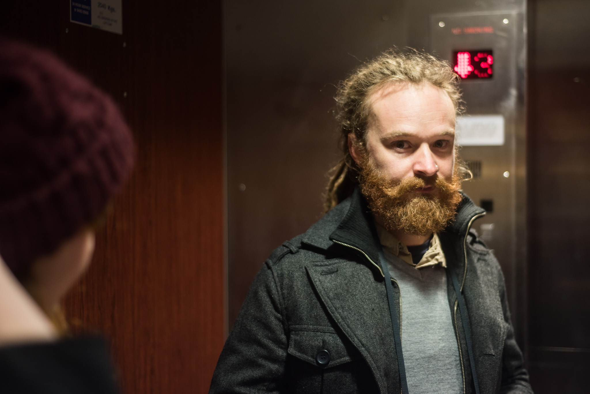Asher in an elevator. Melbourne © Daniel Purvis