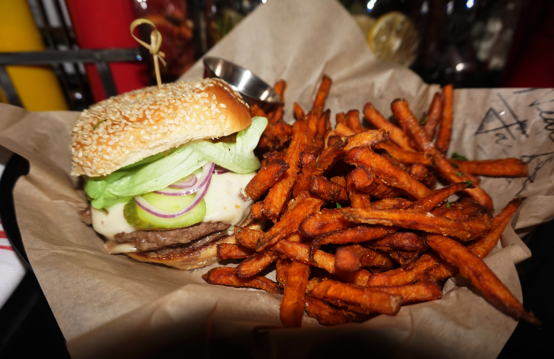 Burger by Miller's Near & Far - 2 all beef 4 oz Pat Lafrieda patties, special sauce, lettuce, cheese, pickles, onions, on a sesame seed bun with fries