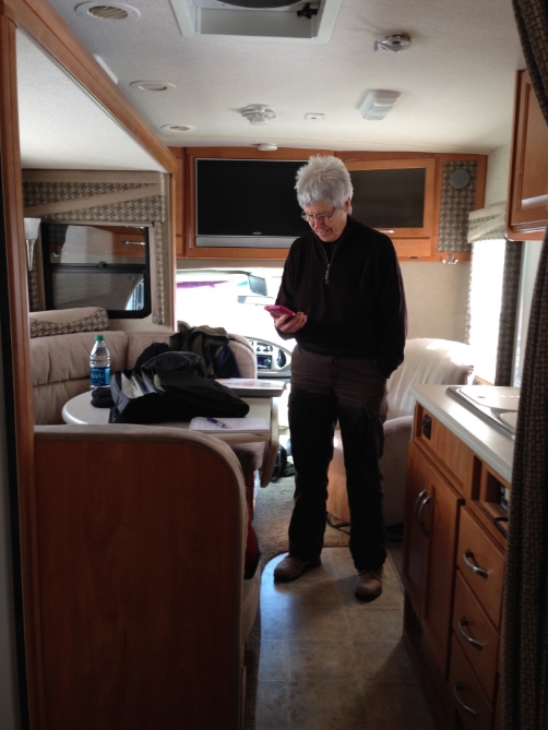 Margaret in dining room, with slide room in closed position.