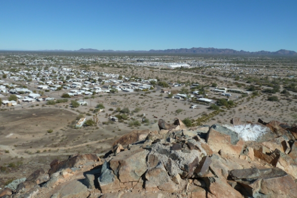 The view from the top of Q--Big white tent in town seen in the distance.
