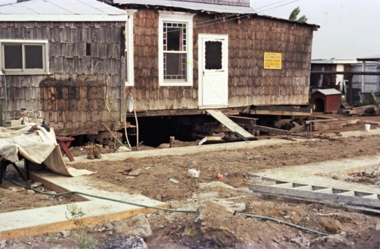Foundation footing in front yard. 