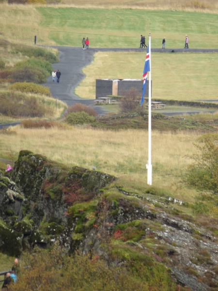 This flagpole is thought to be the place where the Lawspeaker would stand to read out the laws to the people at the The Althing (Icelandic: Alþingi)