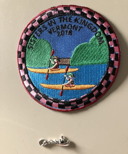 Here's the kayak patch and charm Susan and Bonnie included in each gift bag. These sisters totally rocked this trip!