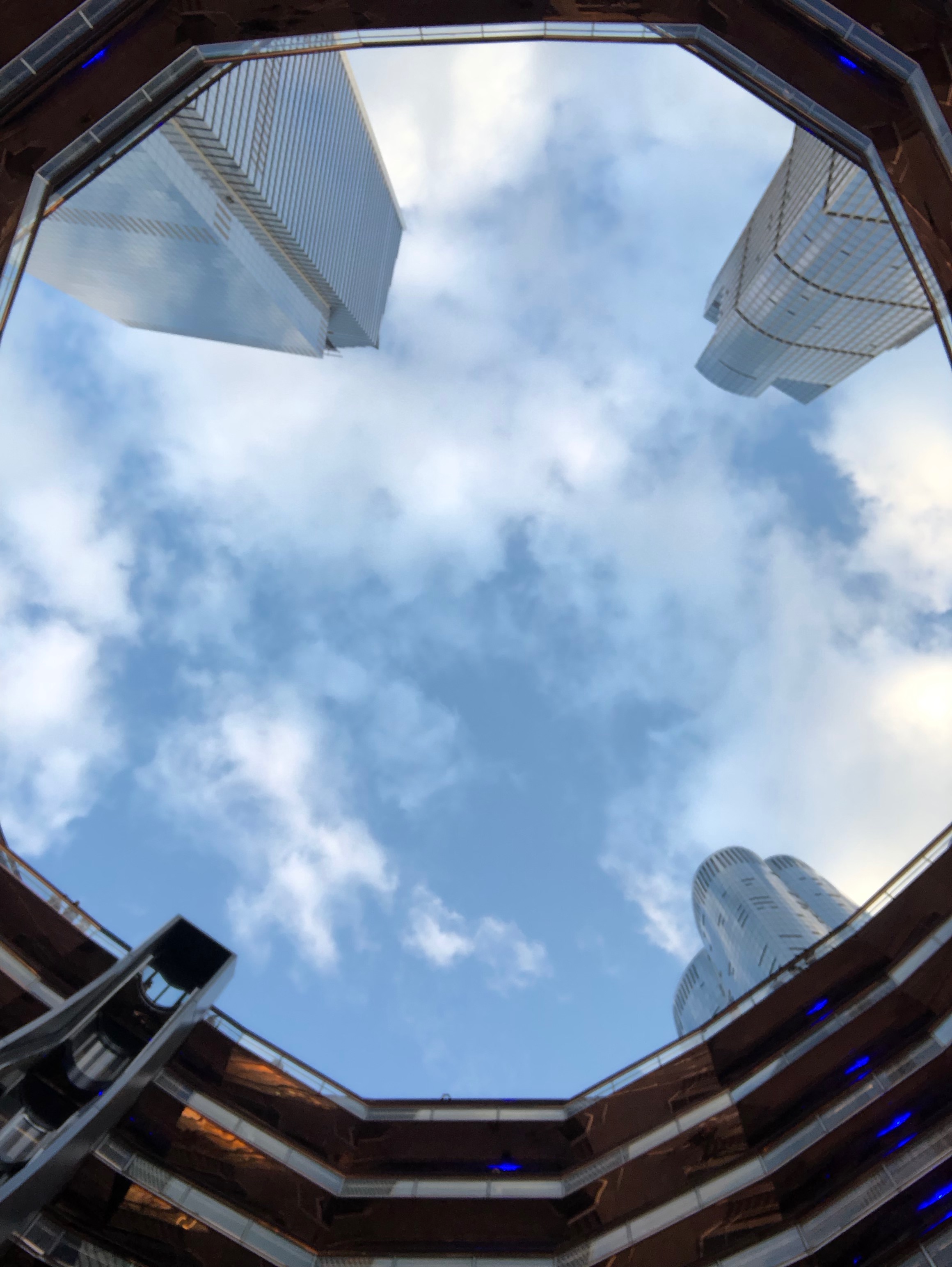 Here’s the view looking up from the blue light on the ground in the center.