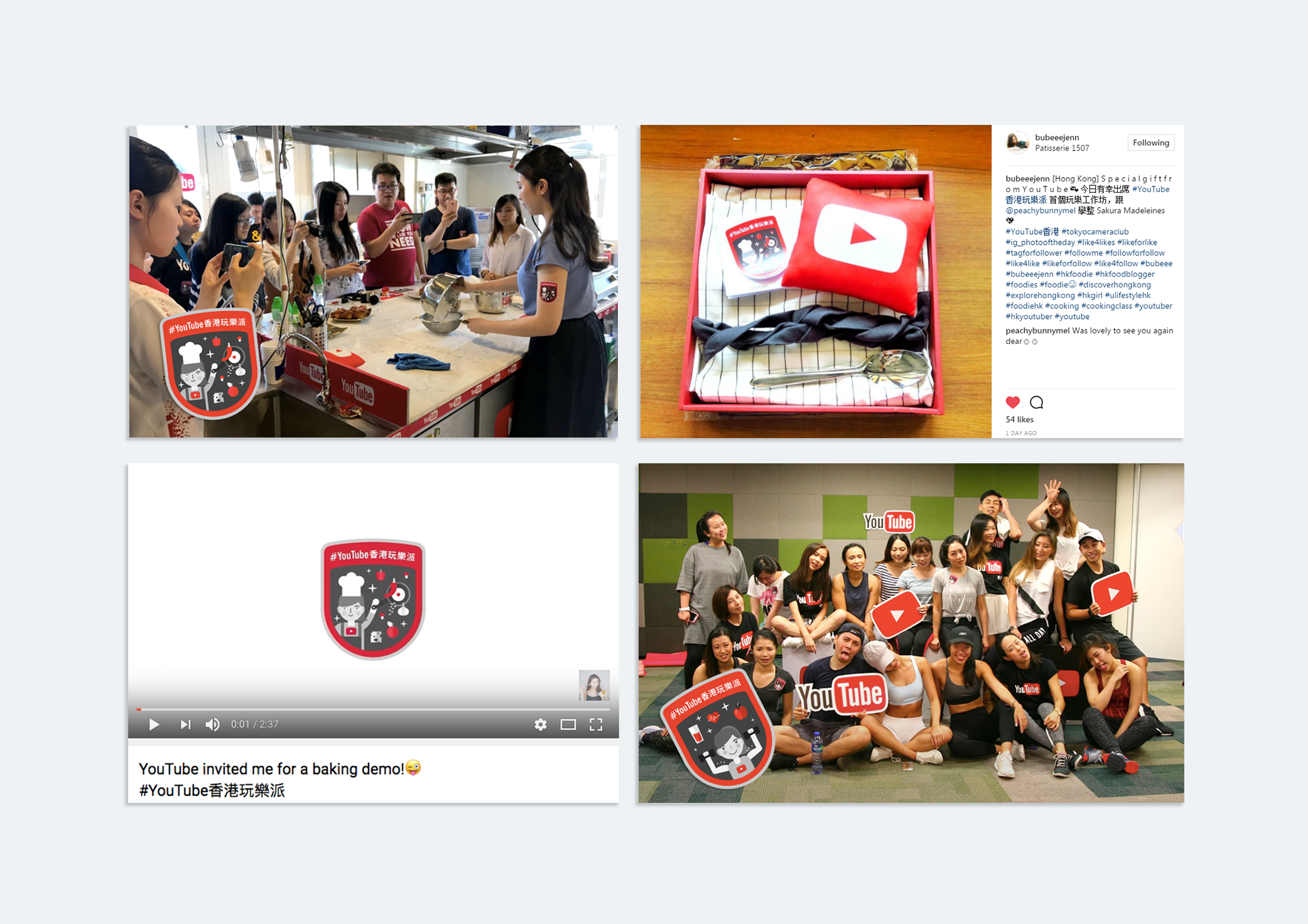YouTube Fun Class workshop, welcome gifts, swags and YouTube channel.
