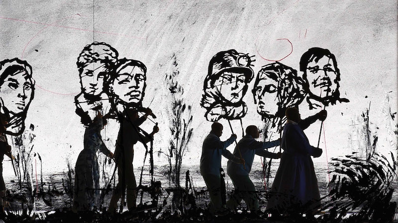 William Kentridge , More Sweetly Play the Dance , 2015. Copyright William Kentridge Courtesy the artist and Marian Goodman Gallery, New York, Paris & London