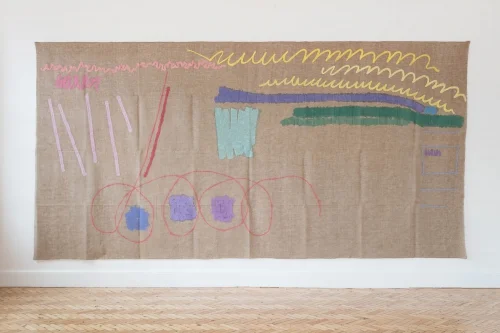 Installation view of Giorgio Griffa: A Continuous Becoming, Camden Arts Centre, 2018. Photo: Mark Blower