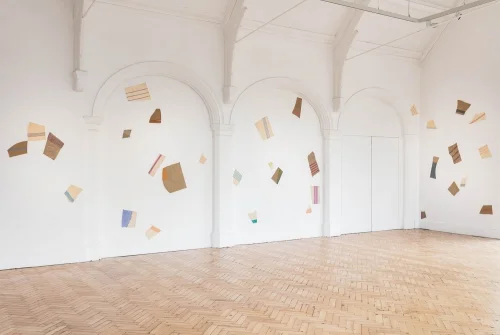 Installation view of Giorgio Griffa: A Continuous Becoming, Camden Arts Centre, 2018. Photo: Mark Blower